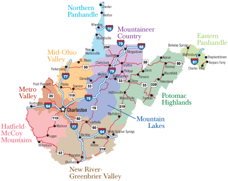 west virginia tourist map